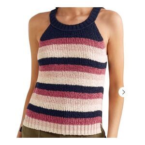 J. Crew Women’s S Cotton Blend Knit‎ Striped Sleeveless Sweater Tank Pink Navy